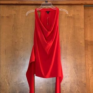 Red Ann Taylor Sleeveless Tie Blouse W/ Zipper❤️